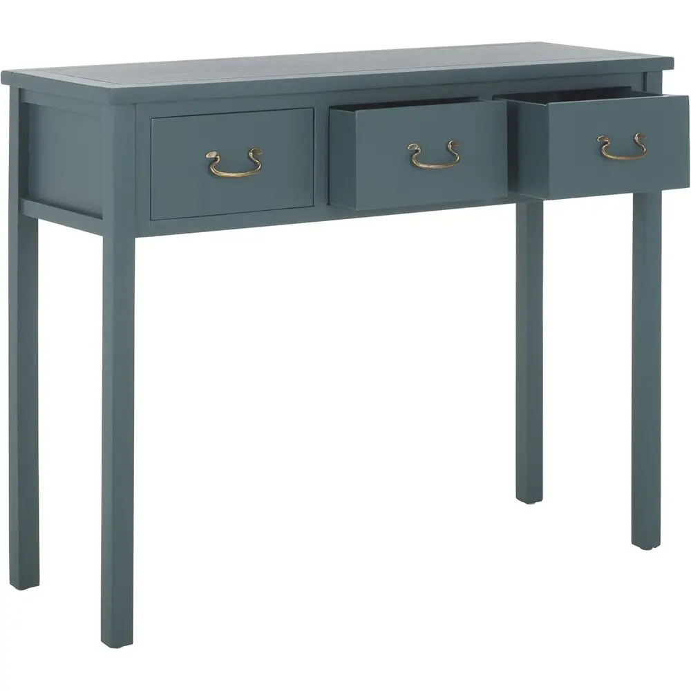 

Vintage Oak Table with Three Drawers, French Country Storage, Tapered Leg Design