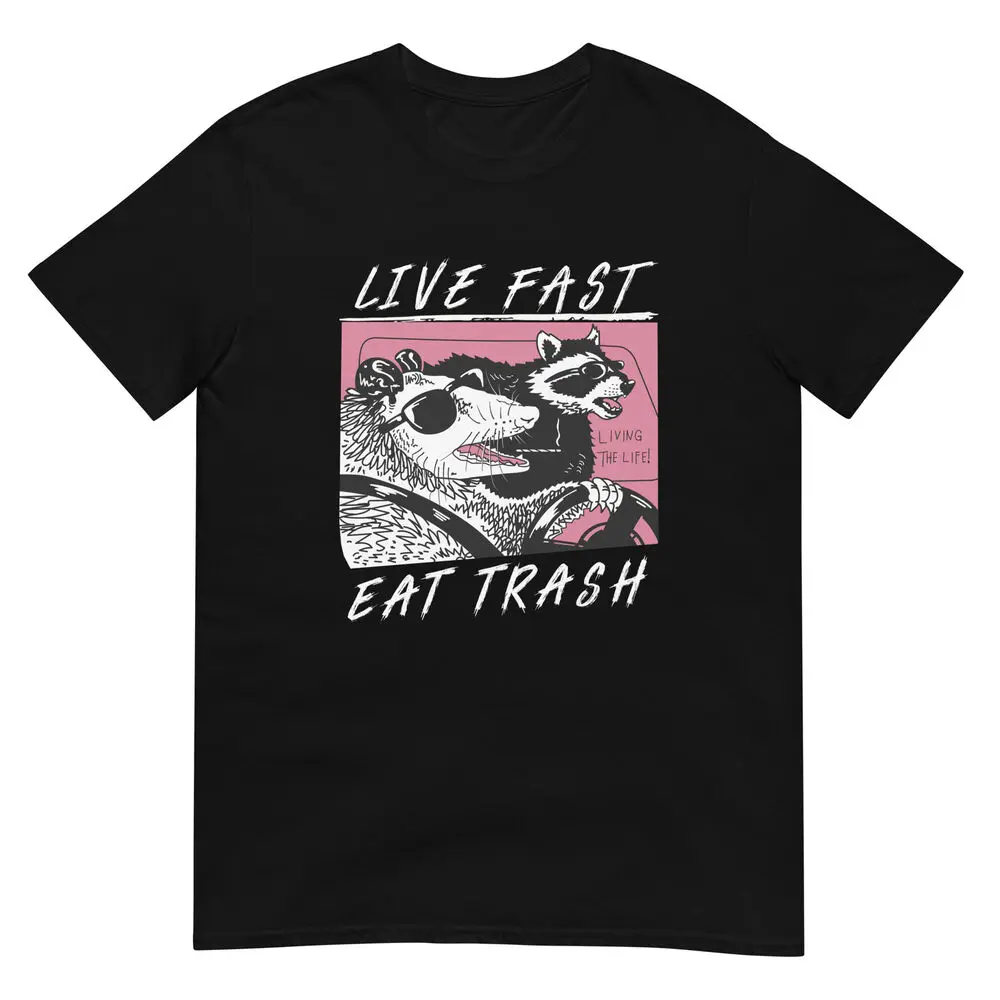 Unisex T-Shirt live fast eat trash mouse rat comic funny humor gift