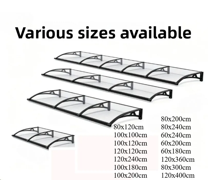 Extendable 60 80 100 PVC Steel Water Trough Courtyard Gate Awning Rain Shield Eaves Balcony Sunshade Polycarbonate Window Awning