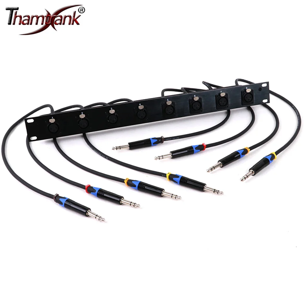 

3Pin Female MIC Socket to 6.35mm 1/4" TRS Male Jack XLR Pass Through Audio Extension Cord,8-Way 1U Cabinet XLR Audio Jumper Rack