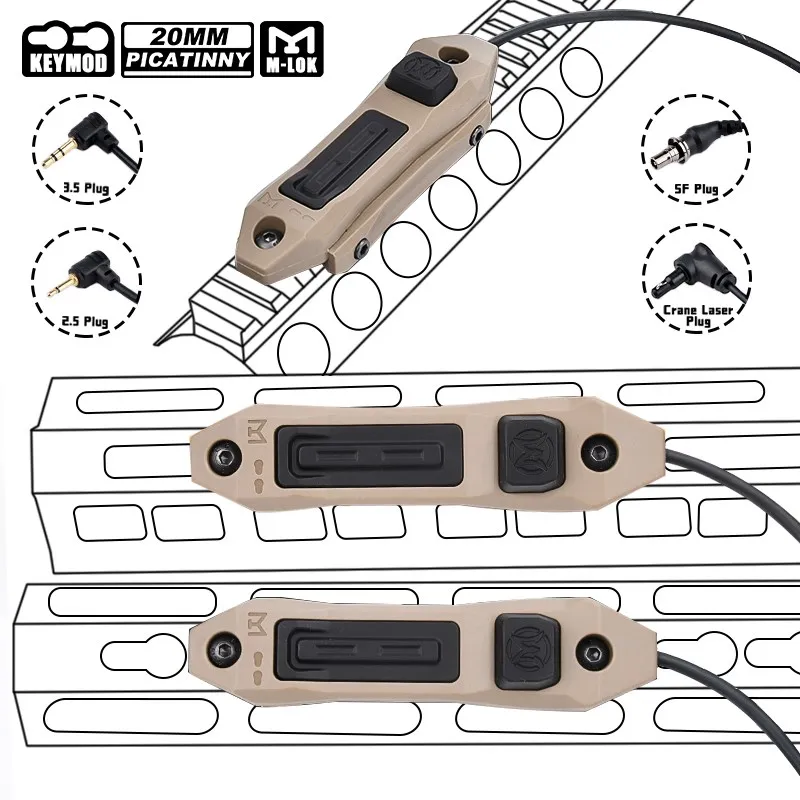 WADSN Dual Function Remote Pressure Switch Crane 2.5MM 3.5MM SF Plug Button For DBAL PEQ15 MAWL M300 M600 Hunting Scout Light