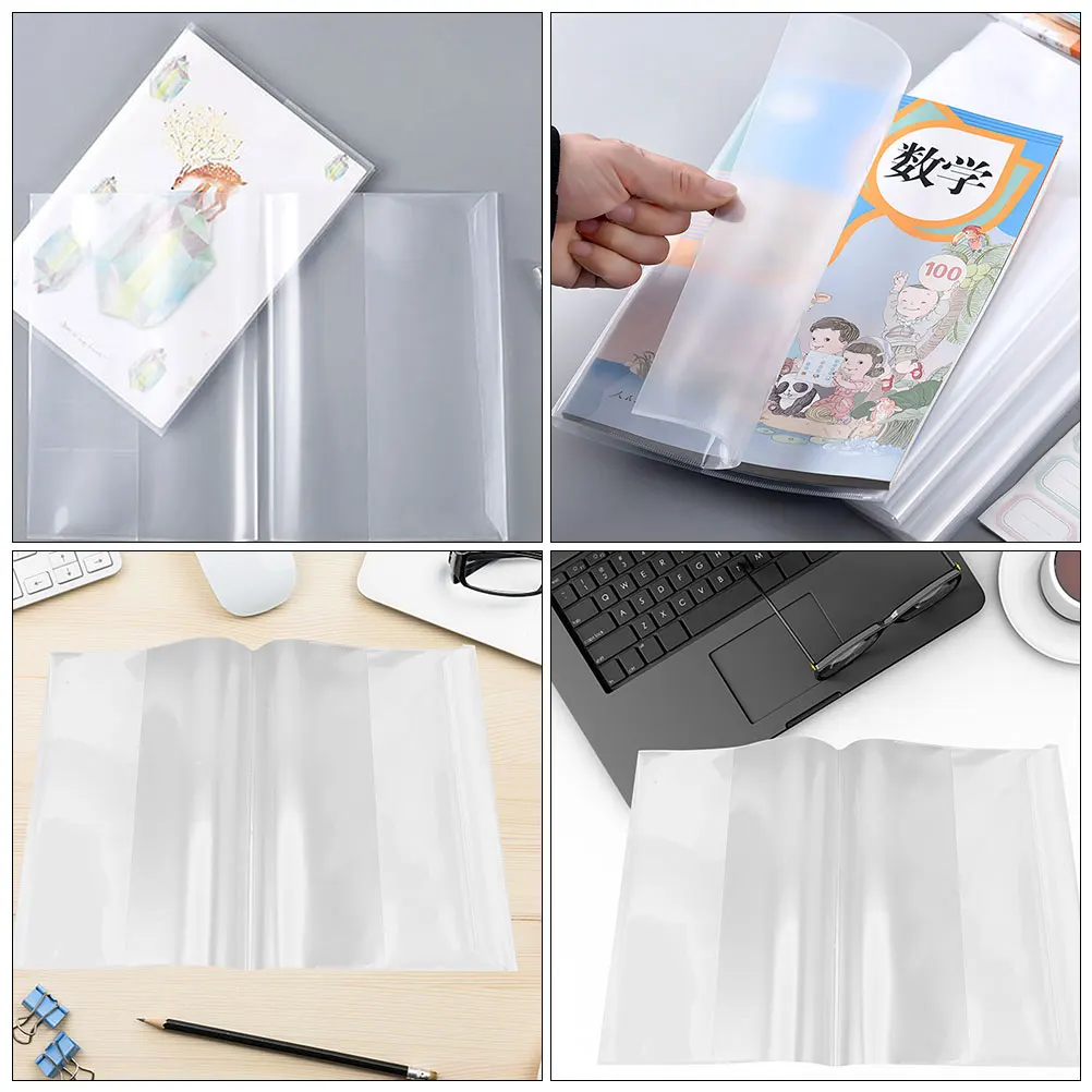 20Pcs Waterproof Book Covers Clear Plastic Protector for Textbooks Reusable Transparent Sleeve Cover Booklet Cover