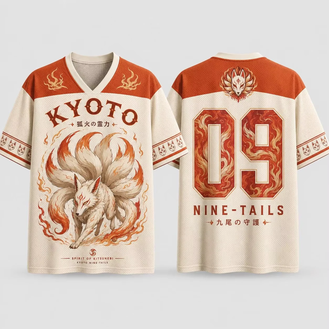 2026 Summer Retro Japanese Style Polyester Loose Tee Nine Tailed Fox 3D Print Casual Fitness Streetwear Short Sleeve Top