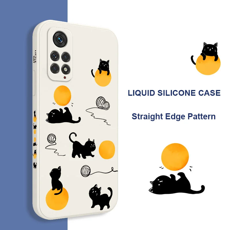 Cat Playing Rope Phone Case For Xiaomi Redmi Note 13 12 12S 11 11S 11T 10 10A 10T 10S 9T 9 8 7 Pro Plus 10C 9A 9C 9T 4G 5G Cover