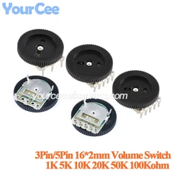 10pcs/lot Sigle/Double Dial Potentiometer 1K 5K 10K 20K 50K 100K Ohm Volume Switch Disk 3 5 Pins B102 B502 B103 B203 B503 B104