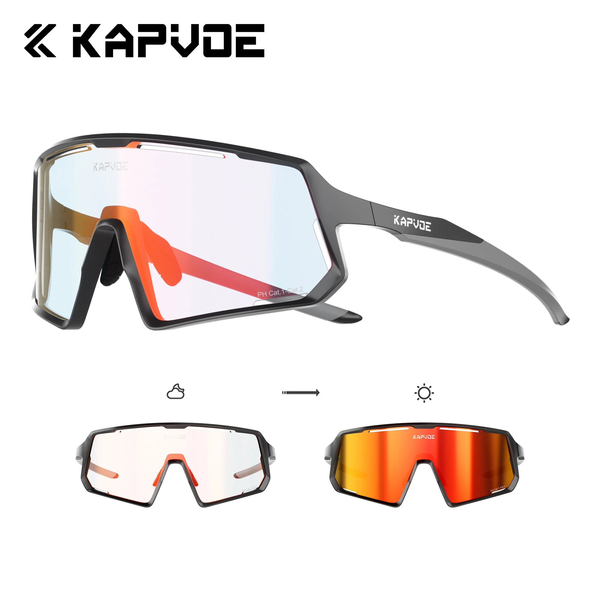 KAPVOE HD Photochromic Hiking Sunglasses Outdoor Sports Running Hiking and Cycling Glasses Driving Sunglasses Stylish Unisex
