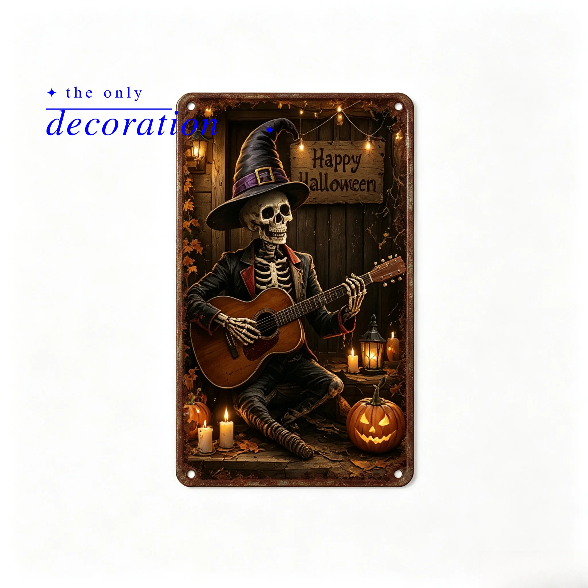 1. Retro Spooky Holiday Metal Tin Sign Pumpkin Ghost Santa Snow Skeleton Vintage Wall Plaque Home Bar Farmhouse Decoration