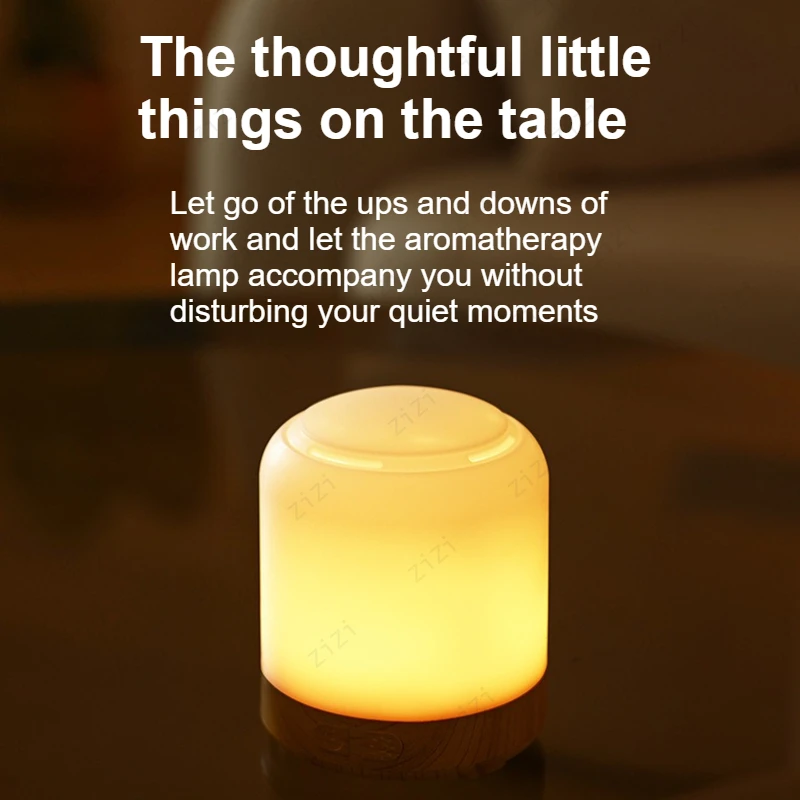 Water Free Rainbow Atmosphere Light Aromatherapy Machine USB Battery Dual Purpose Portable Wood Grain Aromatherapy Machine