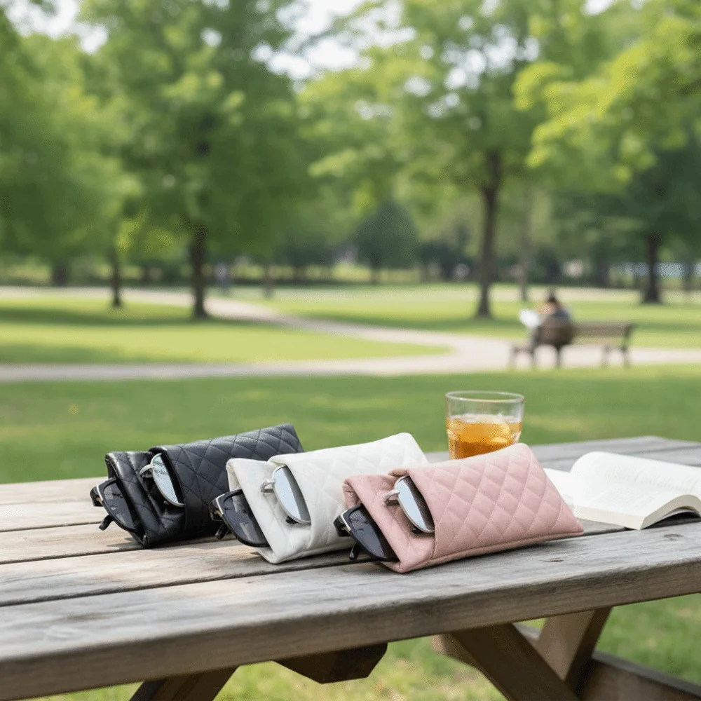 

Portable Spring Auto-close Glasses Bag Glasses Clip Korean Style Duble-layer Glasses Case Shrapnel Snap Shut