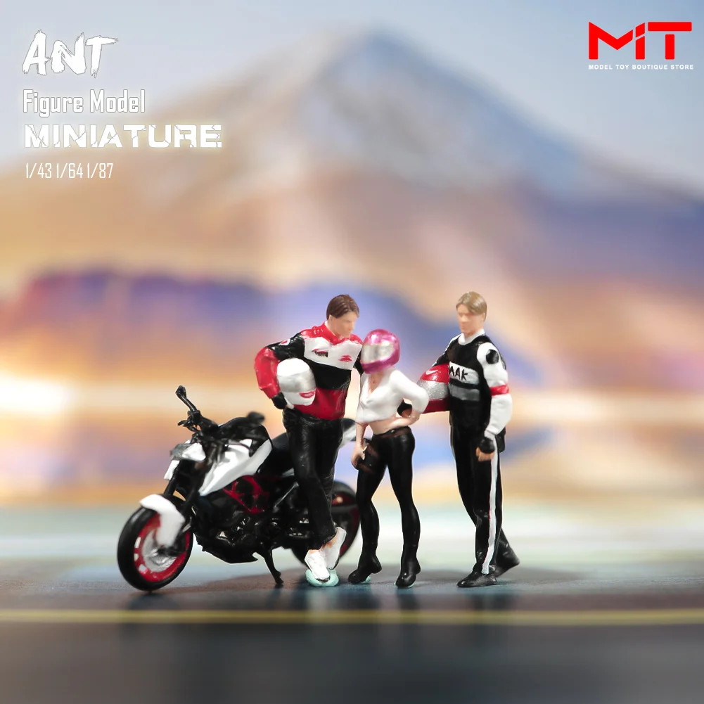 ANT Miniatures 1/24 1/43 1/64 1/87 Racing Driver Boy Girl Motorcycle Scene Props Figures Model Figurine DIY Creative Photography