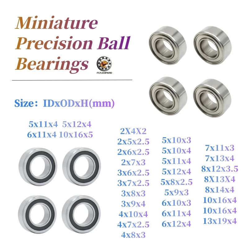 10PCS MR125RS 5X12X4  MR74ZZ 4x7x2.5  MR105ZZ 5x10x4 ABEC-7 Hobby Electric RC Car Truck Ball Bearings Black Sealed/ ZZ Sealed