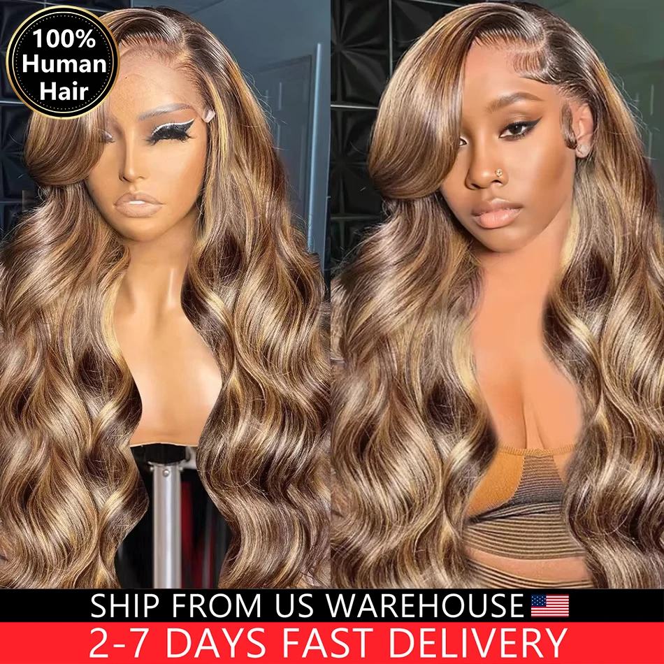 Highlight Wig 13x6 Hd Lace Frontal Wig Honey Blonde Body Wave Lace Front Human Hair Wigs For Women 30 inch 360 HD Full Lace Wig