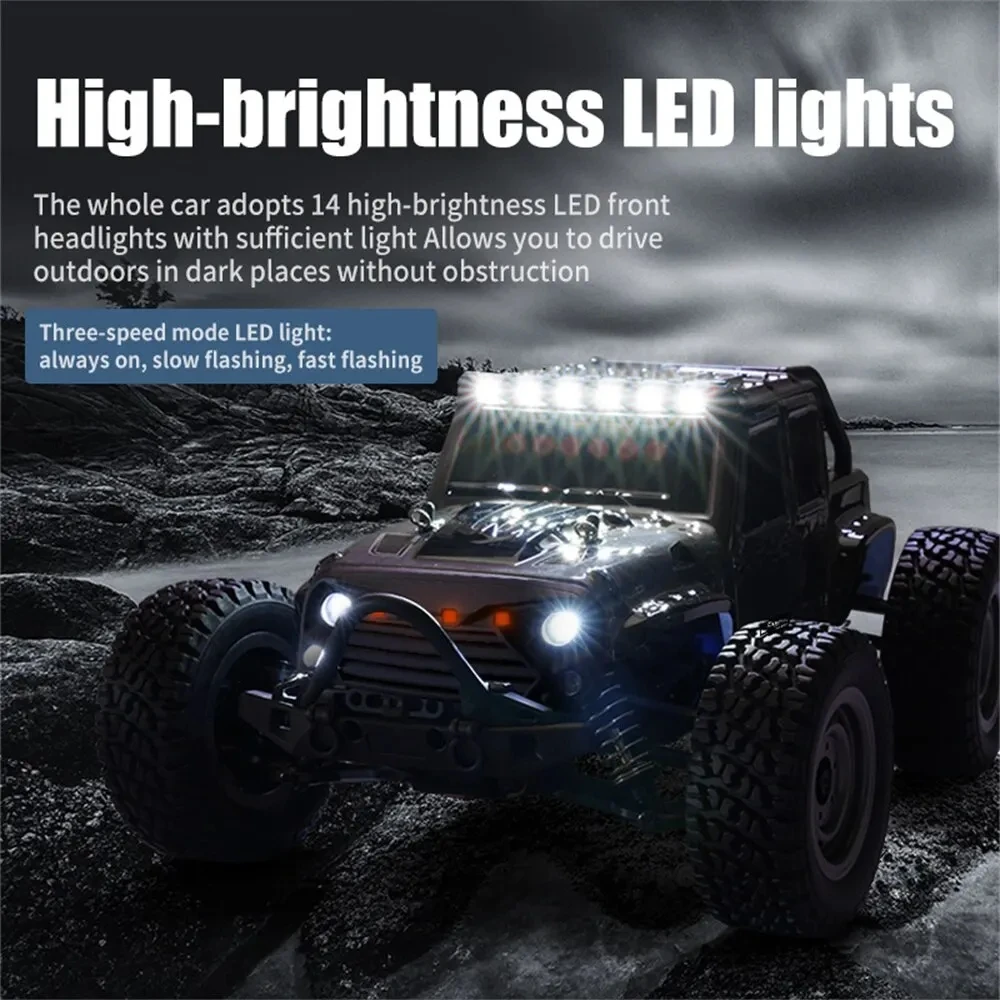 Nowy 1:16 samochód 4WD RC Off Road profesjonalny 2.4G szybki wyścig 50 km/h samochody zdalnie sterowane z jeepem LED zabawkowa ciężarówka dla dzieci