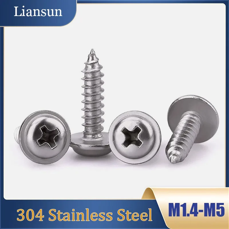 

Self-Tapping Screws With Washers Cross-Recessed Round Head M1.4/ M1.7–M5 304 Stainless Steel Round-Head Self-Tapping Wood Screws