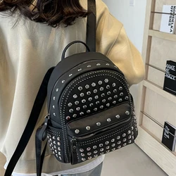 2024 Fashion Woman Backpack Leather Female Backpacks With Rivet School Bags Backpacks for Teenage Girls Travel Back Pack Mochila