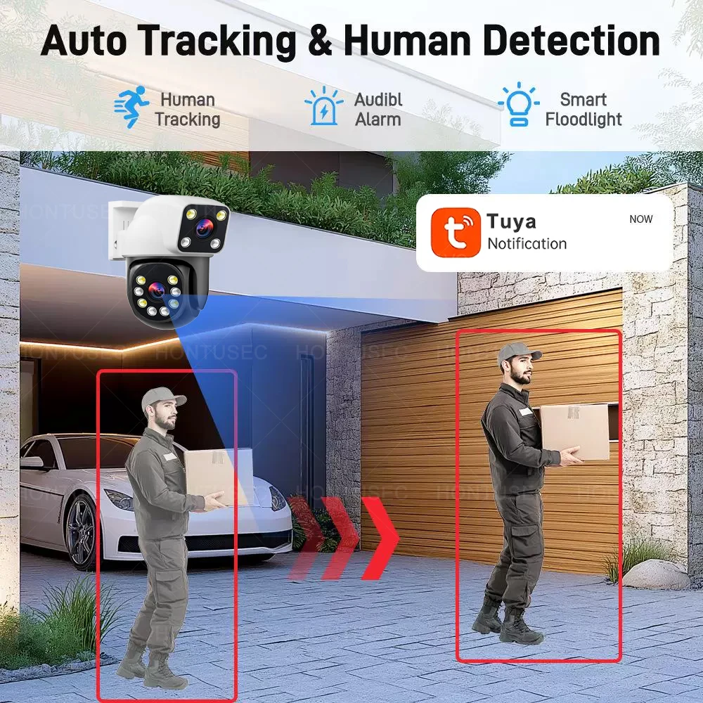 Smartlife 8MP WiFi Tuya Outdoor Camera Mini IP Dual Screens 4MP Home Security Protection IP66 Waterproof Ai Tracking Siren Alarm view 5