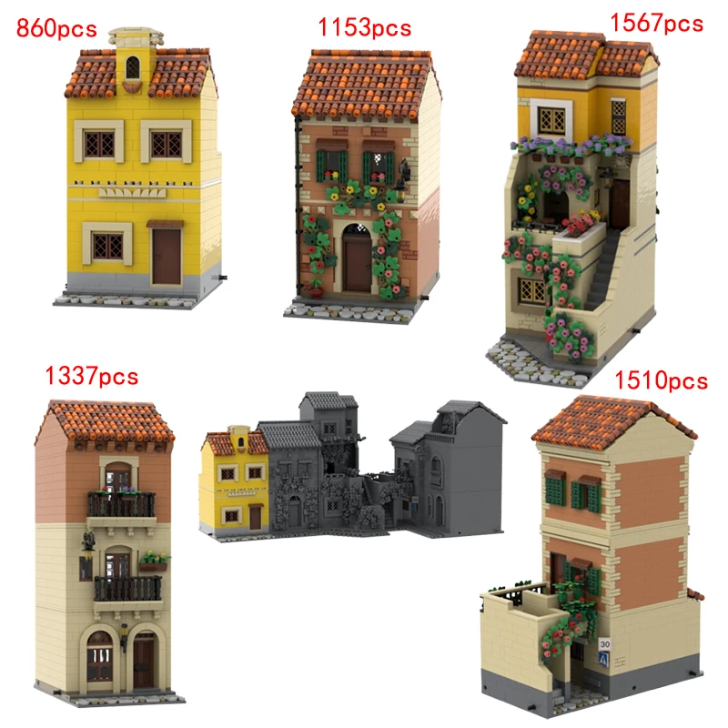 Spot MOC- 193581 193701   Kleine Partikel zusammengebaute Bausteine Urban Architecture Series Haus Modell Puzzle Spielzeug Ornament