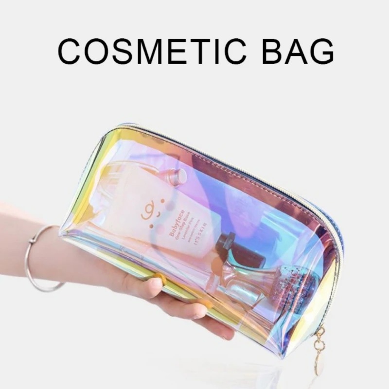 Large Capacity TPU Storage Bag Transparent Cosmetic Bag Waterproof Portable Wash Bag Semicircle for Home Bathroom Travel Dresser