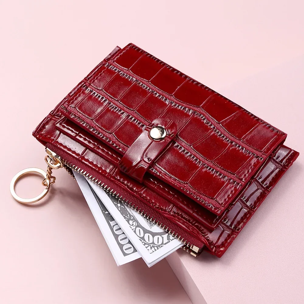 

Women Short Wallet New Fashion Keychain Zipper Coin Purse Mini Small Money Bag Card Holder Wallet Mini Multi Card Slots Card Bag