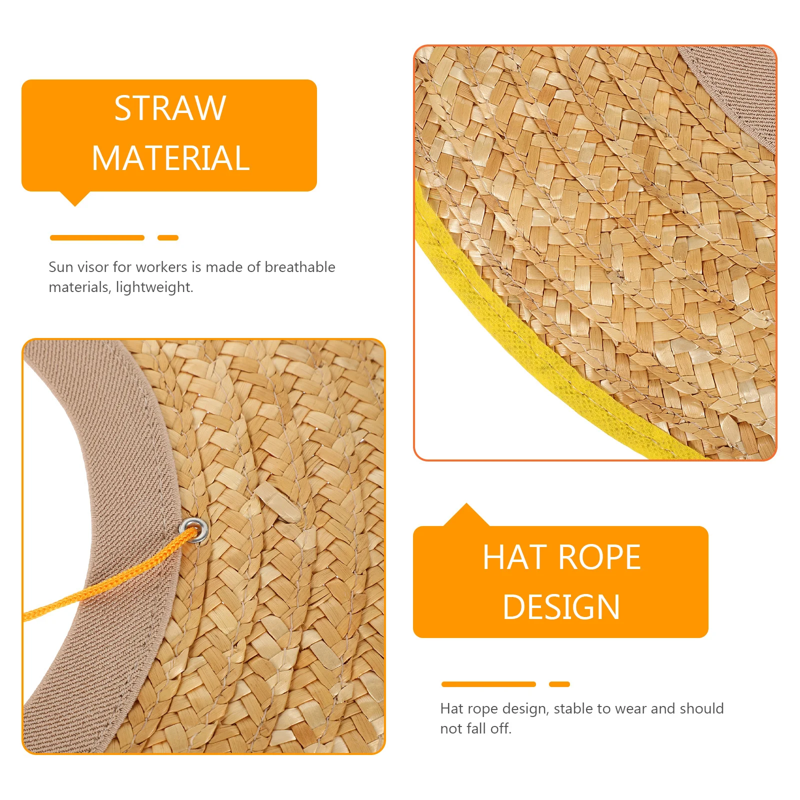 

Sun Protection Straw Hat Hard Hat Visor Wide Brim For Outdoor Workers Construction Safety Accessories