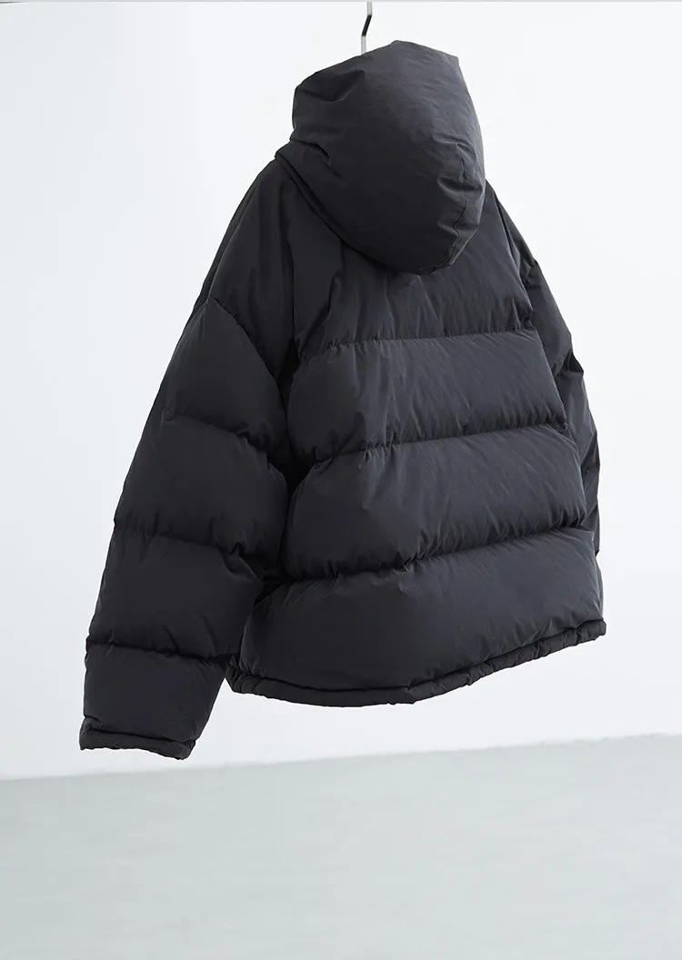 So Hot That You'Ll Sweat~ Duck down Oversized down Jacket, Unisex, 2026 Winter New Style, Loose Black Hooded Coat