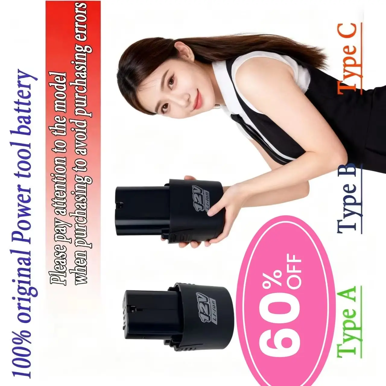 

Универсальная перезаряжаемая литиевая батарея 12 В 6200 мАч для электрической отвертки, дрели, мини-угловая шлифовальная машина - совместимые с электроинструментами