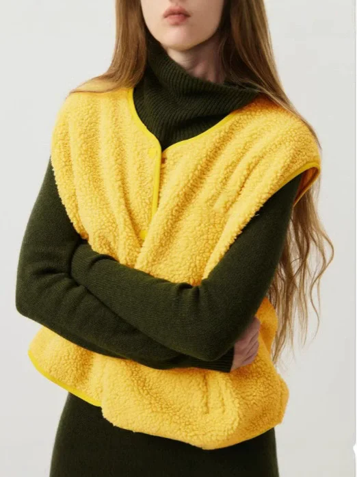 

Vests New Spring Autumn Women Button Waistcoat Winter Thermal Warm Vests Sleeveless Jacket Ladies Coats