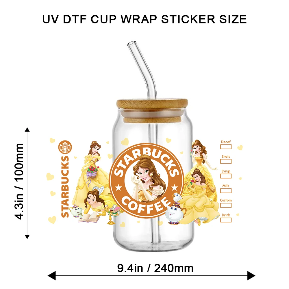 MINISO Beast Beauty Cartoon Collections UV DTF Wraps DIY Logo Cup Stickers Easy to Peel Libby Decals for Mug Glasses