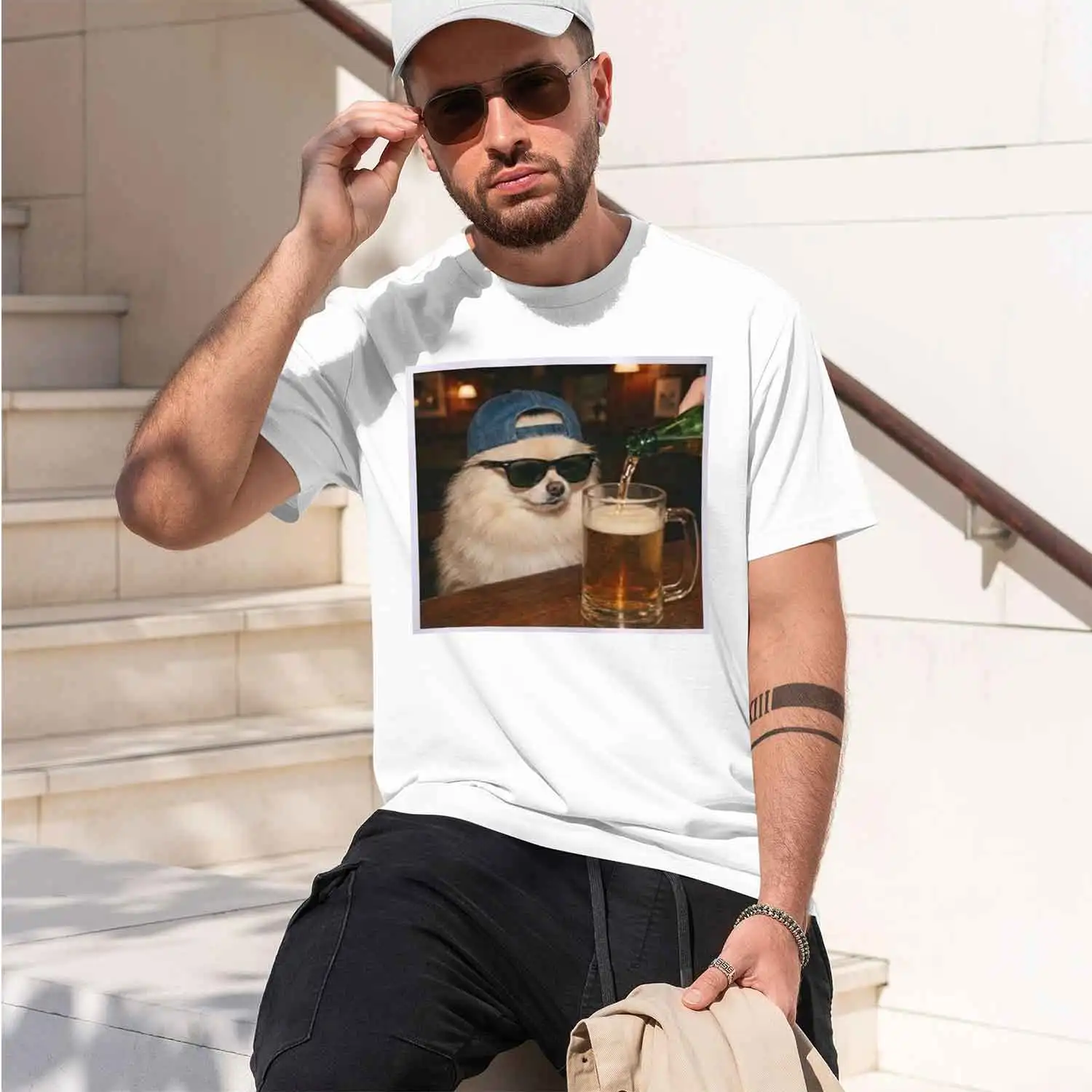 Funny Pomeranian inking Beer g T Shirt g Grh Tee g Lover Gift Fathers Day Man Clothes Streetwear 2026 New Model Short-sleeve cre
