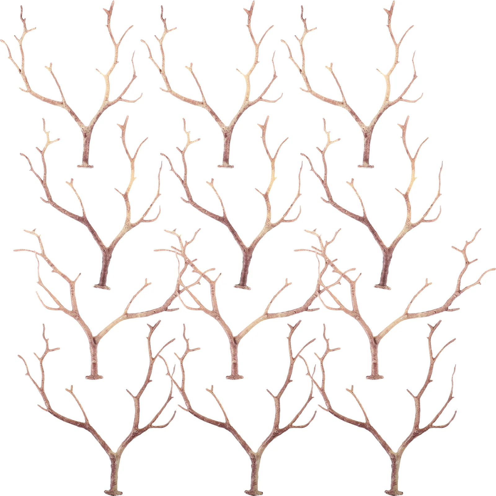 12 Pcs Curly Willow Branches Simulated Twigs Plants Plastic Antlers Light Brown Artificial Fake Shaped Tree Baby