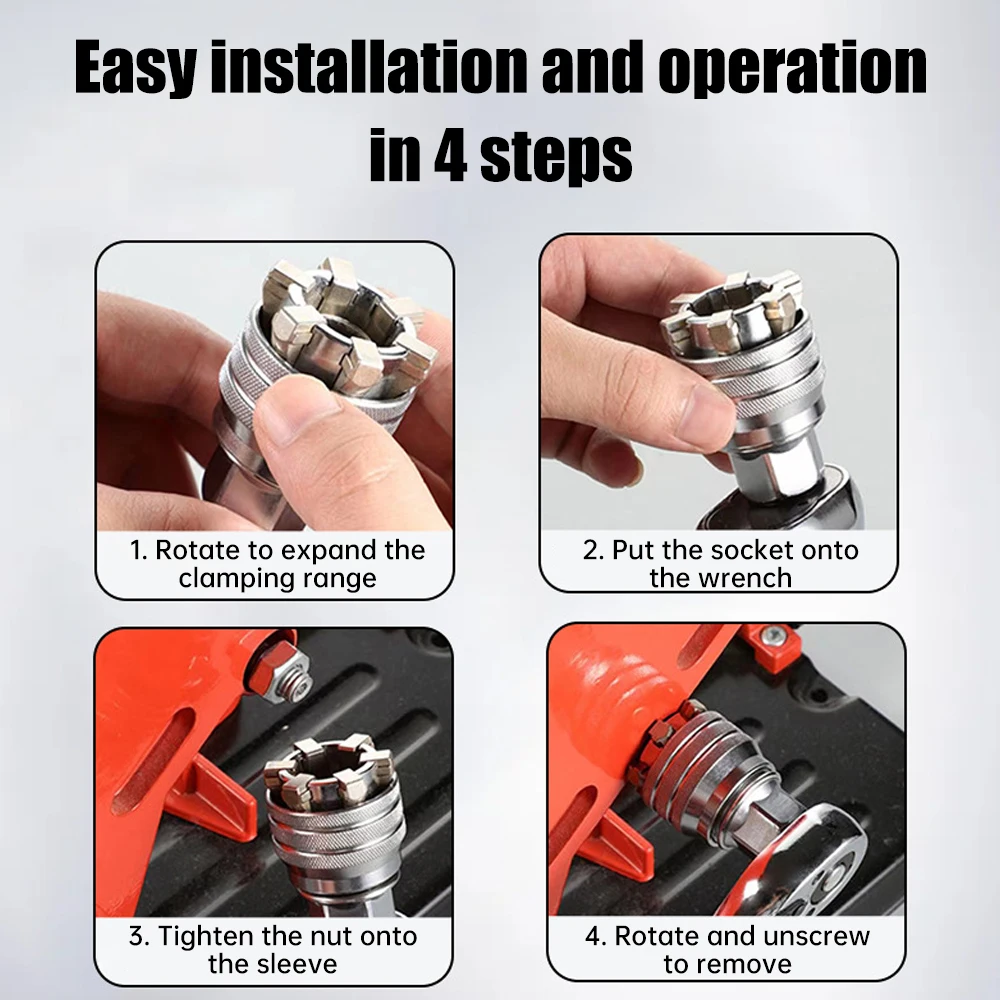 Electric Wrench Sleeve Converter Fits For Standard 3/8-3/4\'\' 10 To 19mm Easy Installation Adjustable Inner Hexagonal Hand Sleeve