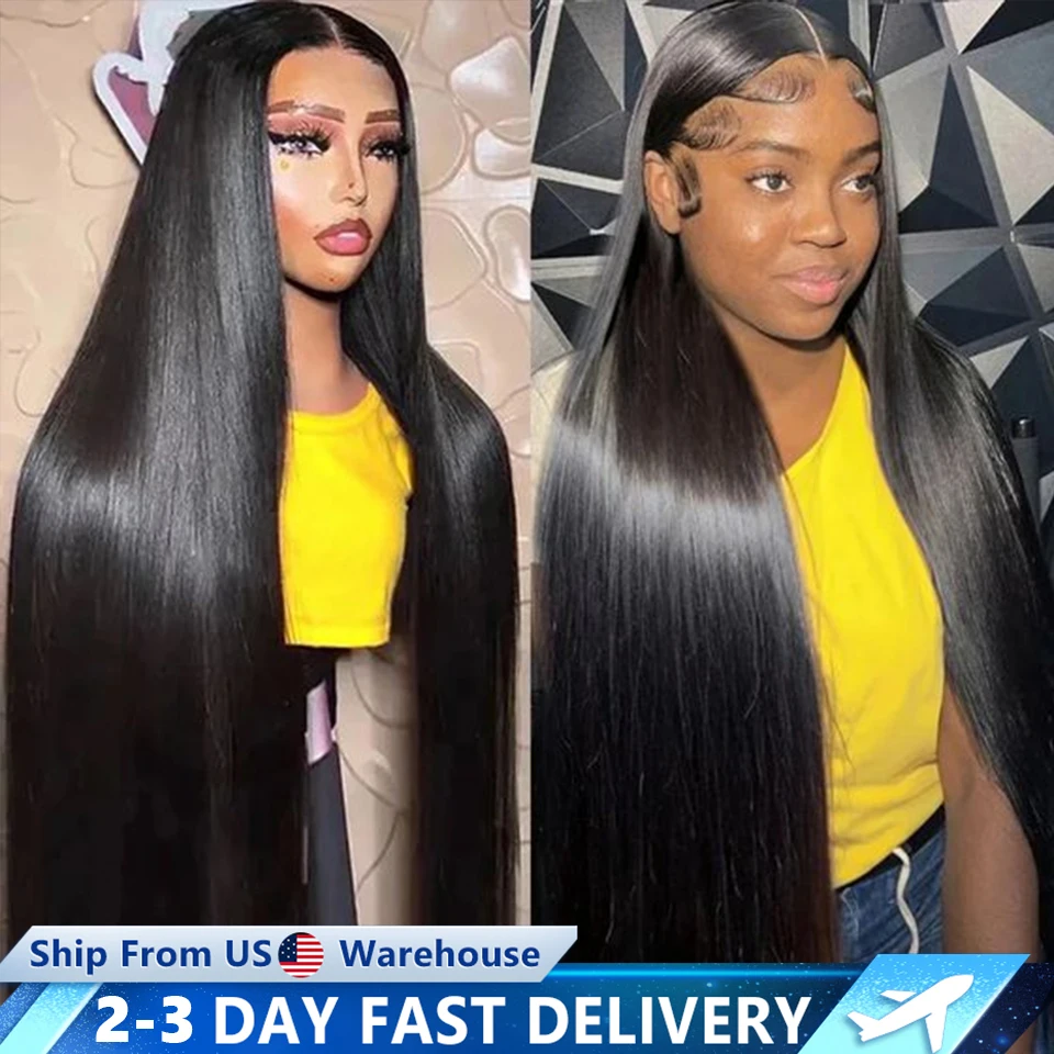 360 Transparent Lace Frontal Wig 4x4 Lace Closure Wig Straight 13X4 13x6 Lace Front Human Hair Wigs For Black Women 30 32 34Inch