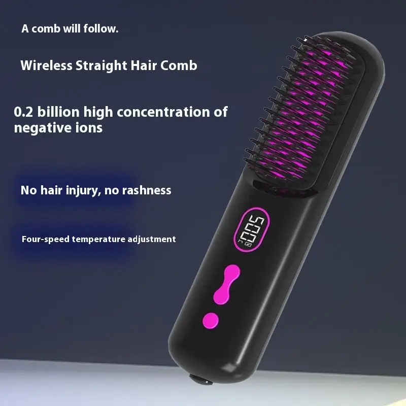 

Portable Wireless Negative Ion Hair Straightener Long Standby USB Charging Ceramic Non-Hurt Long Straight Comb for Household Use