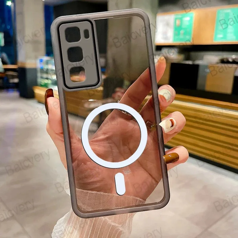 For Infinix Hot 60 50 Pro Plus 60i Case Simple Transparent Magnetic TPU Skin-friendly and Anti-drop Cover For Infinix Hot 60I