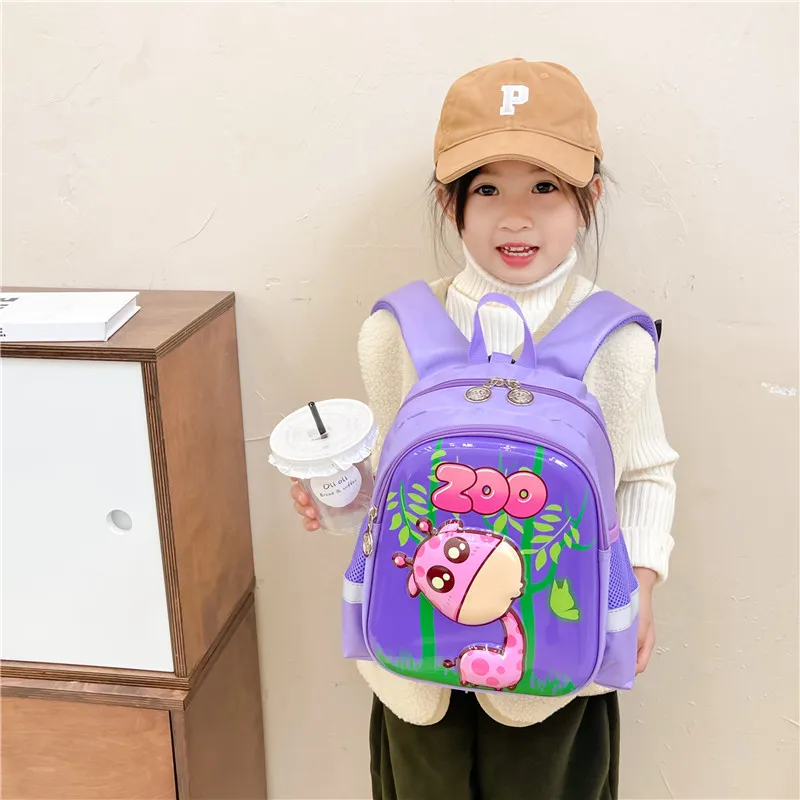 Novo jardim de infância mochila para 3-6 anos de idade meninos e meninas mochila dos desenhos animados bonito moda coelho girafa mochilas anti-perdido