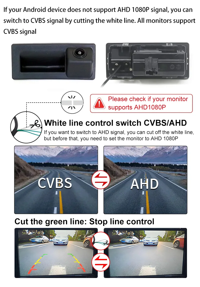 170 ° 1080P AHD Fahrzeug-Rückfahrkamera für VW Volkswagen Golf Passat B5 Tiguan Jetta MK6 Audi A3 A4 A5 Q5 A6 B6 Auto – Detail 6