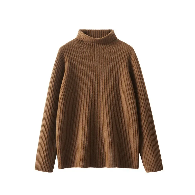 Birdtree 100%Wool Pullover Women's Solid High Neck Gentle Retro Slim Versatile Comfortable Commute Sweater Autumn New T3D545QD