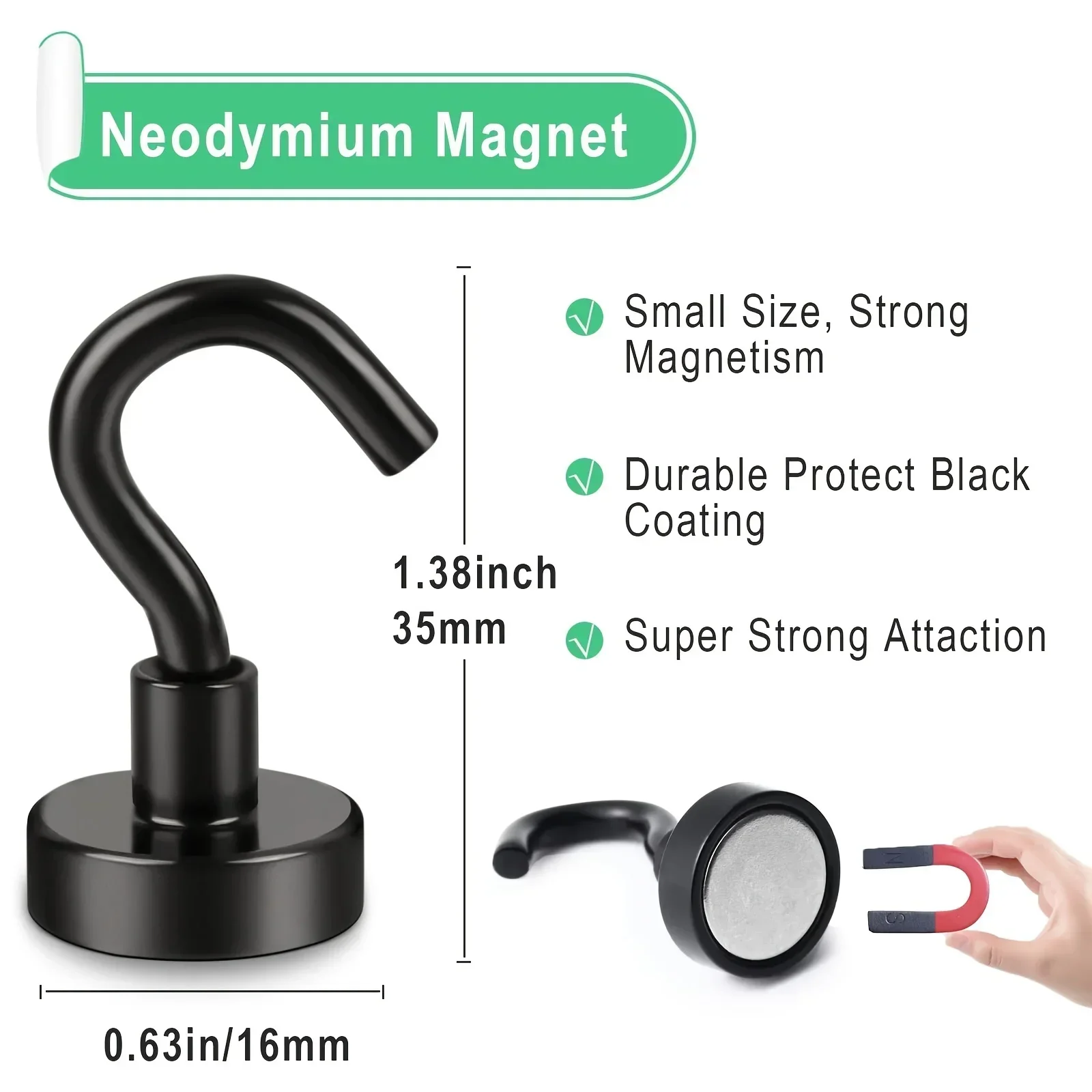 Black Magnetic Hooks, 25Lbs Strong Heavy Duty Cruise Magnet S-Hooks for  Hanging, Cabins, Grill, Kitchen, Garage, Workplac