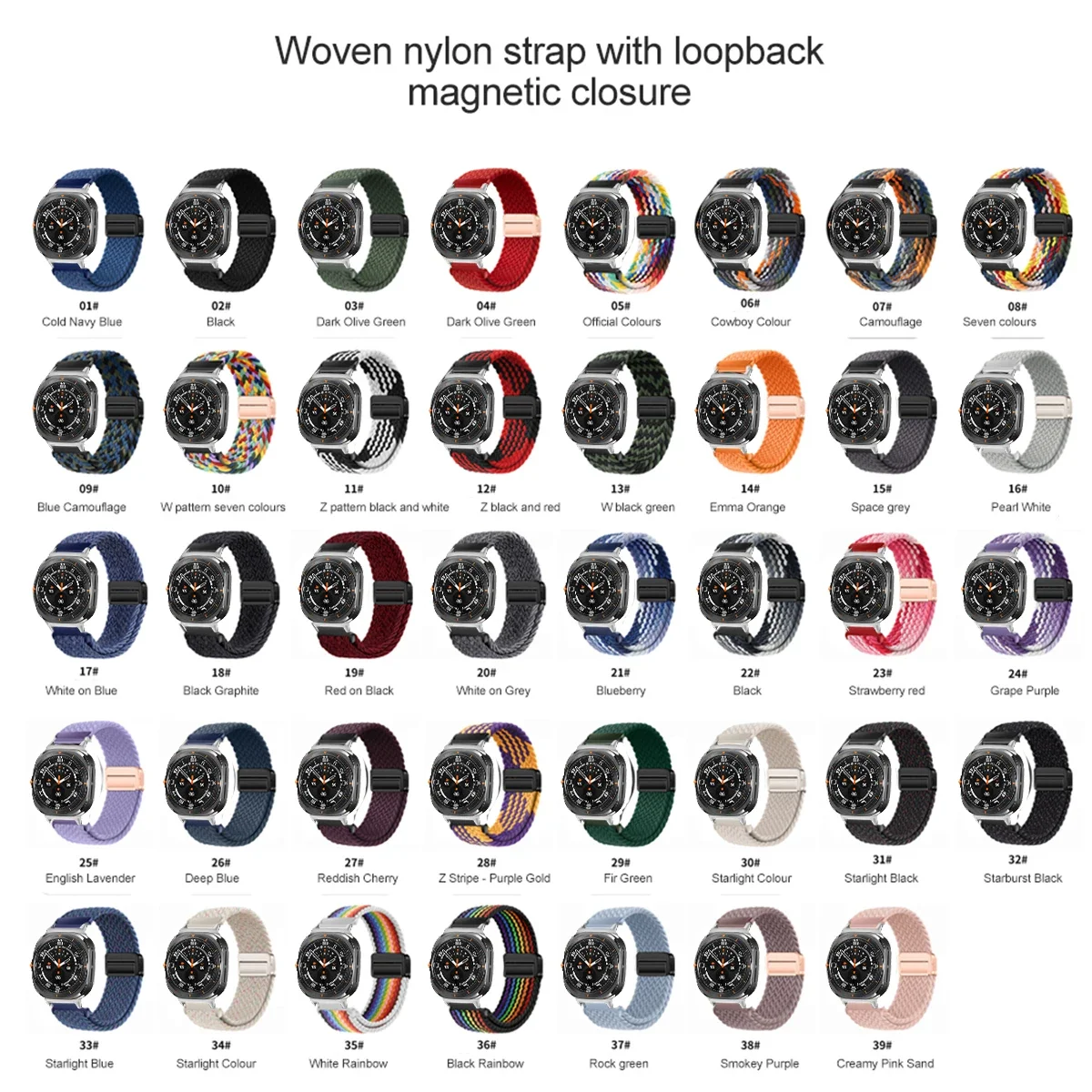 Correa deportiva trenzada de nailon magnético para Samsung Galaxy Watch Ultra, accesorios de 47mm, Correa Galaxy Watch 7 Ultra