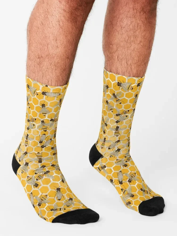 Bees on Honeycomb Socks Children's luxury Men Socks Women's