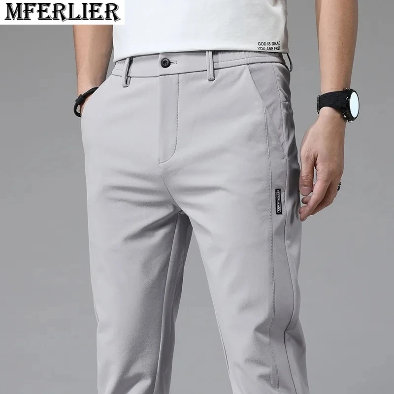 

summer men casual pants plus size 8XL thin korea style ice silk pencil pants business simple mferlier