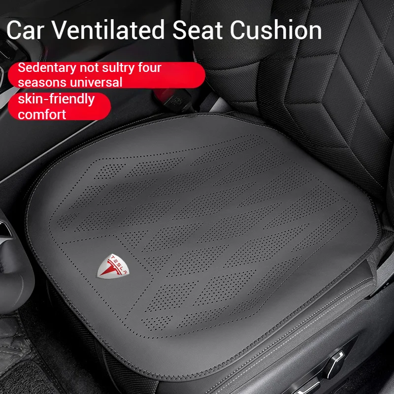 

Car Nappa Leather Ventilated Seat Cushion Car Seat Cover For Tesla Model S Model Y Model3 Model X Cybertruck auto Accessories