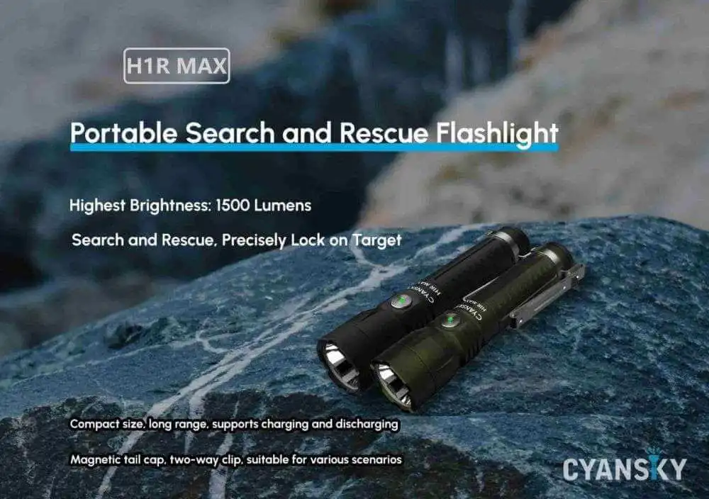 Cyansky H1R MAX 1500 Lumens Rechargeable Flashlight