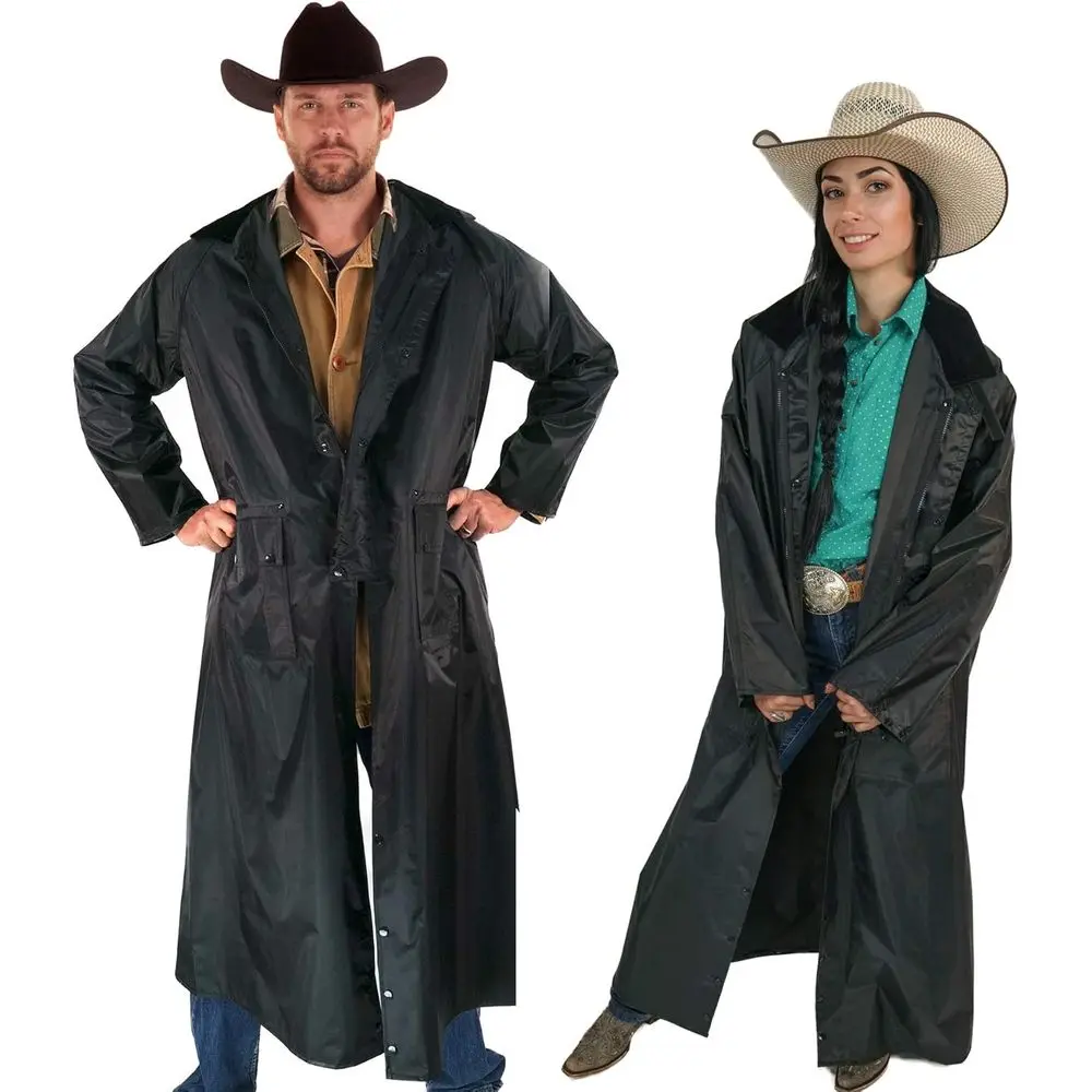 

Southwestern Equine American Cowboy Slicker Rain Coat Duster – 100% Waterproo ull Length Unisex (Black, XXX-Large)