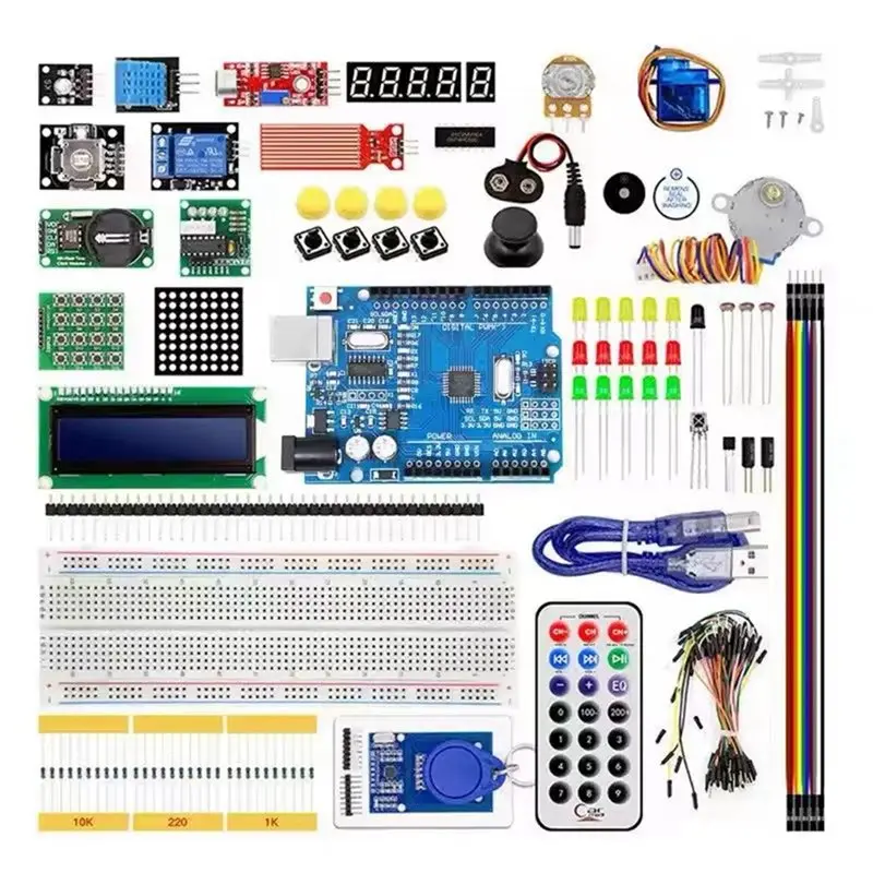 Kit de démarrage ABDE-RFID pour Arduino UNO R3, version améliorée, kit d'apprentissage de moteur pas à pas avec boîte, ensembles de kits électroniques DIY