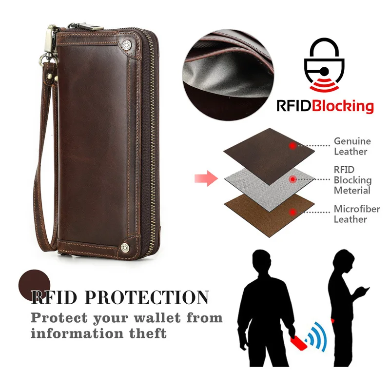 HTS-MC1036 RFID Anti-theft Brush Multifunctional Leather Handbag That Can Hold Mobile Phones, Long Wallets, High-end Handbags