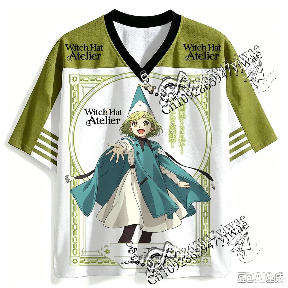 2026 Witch Hat Atelier Anime Coco Tetia Qifrey Graphic Jersey V-Neck Fashionable Streetwear Fan Tee Summer Men Women T-Shirt
