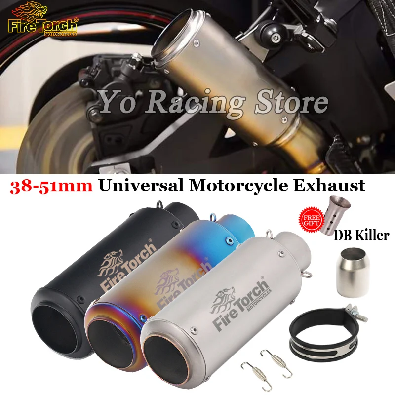 

Universal 51mm Motorcycle Exhaust Pipe Project Motocross Escape Moto GP Muffler For R25 Z750 Mt07 Mt09 R1 R6 Z900 With DB Killer