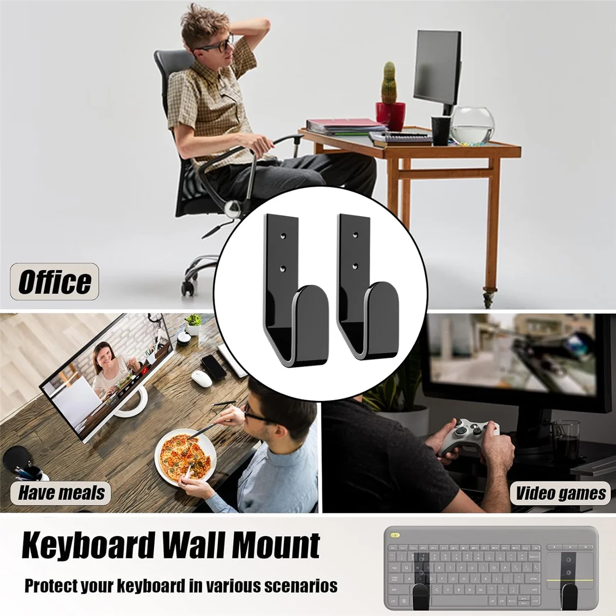 ABJU Keyboard Wall Hanger Universal Keyboards Wall Mount Barcket Acrylic Keyboard Storage Holder Keyboard Accessories