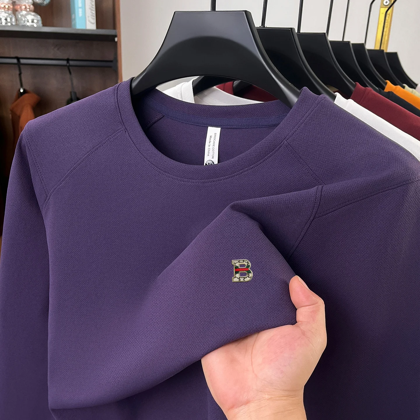 Luxury brand men's long sleeve T-shirt fashion letters embossed new casual round neck sweatshirt high-quality autumn pullover